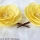 Yellow Bridal Flower Hair Clip Duo, Yellow Wedding Hair Accessory, Yellow Bobby Pin, Yellow Bridal Head Piece