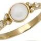 14k Gold Elegant Vintage Style Pearl Engagement Ring