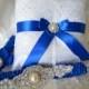 Wedding Garter Set Ring Pillow With Royal Blue Garter Set