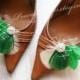 Emerald Feather Shoe Clips, Green, St. Patrick's Day, Peacock, Bridal clips, Wedding Shoe Accessory, Peacock - EMERALD LOVE Shoe Clips