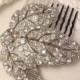 1920s Art Deco Art Nouveau Vintage Pave Rhinestone Silver Leaf Bridal Hair Comb Antique Crystal Dress Fur Clip to Wedding Accessory GATSBY