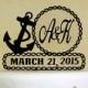 Nautical theme wedding cake topper personalized in your Initials and wedding date includes display base by Distinctly Inspired (style NR-2D)