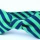 Boy's Bow Tie - Navy and Green Stripe - Adjustable Velcro Closure
