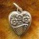 Vintage Sterling Silver Puffy Heart Flower Bouquet Charm