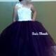 Plum flower girl dress/ Junior bridesmaids dress/ Flower girl pixie tutu dress/ Rhinestone tulle dress
