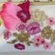 Silk satin wedding purse, bridal clutch pink flowers, custom made purse, white bridal purse, pink wedding clutch, One of a kind