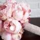 Blush Pink Peony Bouquet with Rhinestone Handle - Peony Wedding Bouquet