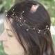 Pearl hair vine, wedding hair crown, Bridal halo, double head band, bride hair accessories, gold hair wreath, head wrap - JUSTINE