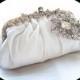 SALE - JACQUELINE - Exquisite Ivory Satin Rhinestone Crystals Bridal Clutch -  Rhinestone Wedding Clutch