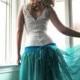 Custom Couture Lace Wiggle Wedding Dress with Detachable Silk Chiffon Skirt