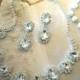 Wedding jewelry set, Bridal jewelry set, back drop necklace earrings, rhinestone necklace, crystal necklace, bridesmaid jewelry set