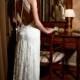 Lace Long Wedding Dress with Open Back in Retro Style -  Long Wedding Gown with Train