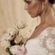 Long lace sleeve wedding dress with stunning low back and silk chiffon train boho vintage bride - New