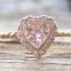 Heart Shaped Light Pink Sapphire Diamond Halo Ring in 14K Rose Gold - New