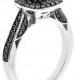 Fancy Black Diamond Engagement Ring 14K White Gold 1.50 Carat Certified Pave Set HandMade - New