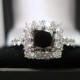 Princess Cut Black & White Diamond Engagement Ring 2.26 Carat 14K White Gold handmade - New