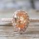 On Hold - GIA Certified Pear Cut Peach Champagne Sapphire Diamond Ring in 14K Rose Gold - New