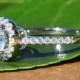 14k White gold - Diamond Engagement Ring - Halo - 3/4 carat center - Pave - Weddings- Luxury- Brides - Bp005 - New