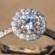 Diamond Engagement Ring  -14K white gold - Round - Halo - Pave  - Bph025 - New