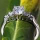 5 stone Diamond Engagement Ring - 14K White Gold - wedding- brides - engagement - Bp033 - New