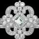 Matching wedding band for DUCHESS Diamond Engagement or RIGHT Hand Ring 14K white gold -Asscher Cut - Round - Bp0011 - New