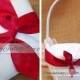 Knottie Style Flower Girl Basket and Ring Bearer Pillow Set...You Choose The Colors..shown in white/dark red