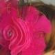 Hot Pink Wedding Hair Clip Feather Mesh Clip And Pin Wedding Accessory Bridal Hair Clip