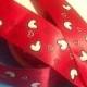Hearts Balloons on Red Satin Ribbon /1.5"(38 mm )width /Head band/DIY Head Bow/ Wedding Supplies /Bouquet Ribbon