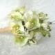 Orchid wedding bouquet green and creme orchid and rose bouquet and boutonniere set