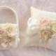 Flower Girl Basket, Flower Girl Basket -  Blush Rose Blossom Ivory Ring Bearer Pillow, Flower Girl Basket Wedding Pillow