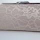 Ivory Lace Over Champagne Satin Clutch Purse, Bridesmaid Clutch, Bridal Purse, Wedding, Bridesmaid Gifts, Special Occasion, Accessory
