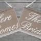 Here Comes The Bride signs - Two Ring Bearer Signs  - Rustic Wedding signs - Double Wedding sign - Here Comes The Bride Banners