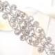 Fancy Rhinestone Bridal Belt Sash or Headband - Satin Ribbon - Extra Long Silver and Crystal Wide Wedding Dress Belt