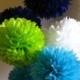 Tissue paper poms - Frog Prince decor - Set of 14 - Birthday Party/Decorations/Weddings/Baptism