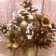 Pine cone bridal bouquet rustic country fall winter weddings