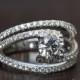 Diamond Engagement Ring - weddings - brides - Luxury -Swirly - unique - twist - Abstract - 14K - Bp034