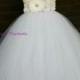 White Flower girl dress/ Junior bridesmaids dress/ Flower girl pixie tutu dress/ Rhinestone tulle dress