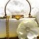Wedding clutch,Golden Bridal clutch,pearl crystal clutch,  vintage inspired bridal evening bag, bridesmaid Golden clutch