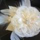 wedding hair accessory, bridal hair clip, bridal hair flower, wedding hairpiece, ivory bridal hairpiece, lace hairpiece, fascinaor-Deidra