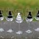Bridesmaid gift idea wine glass, Includes name and title.  Black and white winter wedding theme or your colors.  1 glass