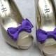 Dark Purple Shoe Clip, Purple Bow Shoe Clips, Purple Wedding Accessories Shoes Clip, Purple Bow Clip Shoes