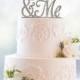 Glitter Wedding Cake Toppers - Script You & Me Cake Toppers, Elegant glitter cake toppers