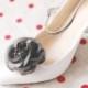 Black Organza Flower Shoe Clips - Wedding Shoes Bridal Couture Engagement Party Bride Bridesmaid