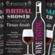 Wine Tasting Bridal Shower Invitation. Wedding Shower. Pink, Purple, Tiffany Blue. Black and White Chalkboard. Printable Digital DIY.