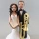 Bride & Groom with a Trumpet Custom Handmade Wedding Cake Topper