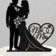Wedding Cake Topper Silhouette Bride and Groom with "Mr & Mrs"  Acrylic Cake Topper [CT66mm]