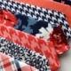 Little and Big Guy Necktie Tie - Navy and Coral Collection - (Newborn-Adult) - Baby Boy Toddler Teen Man - (Made to Order)