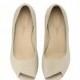 ON SALE Aya Peep Toes, stone white, brides shoes, wedding, flat shoes