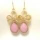 Blush Pink Earrings Gold Earrings Rose Quartz Pink Wedding Jewelry Pink Bridesmaid Earrings Pink Jade Bridal Jewelry Gold Earrings Gift