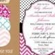 PRINTABLE 5x7" Baby Shower Invite,  Bridal Shower Invitation, Engagement Party Invitation - black, hot pink - polka dots, chevron - 441